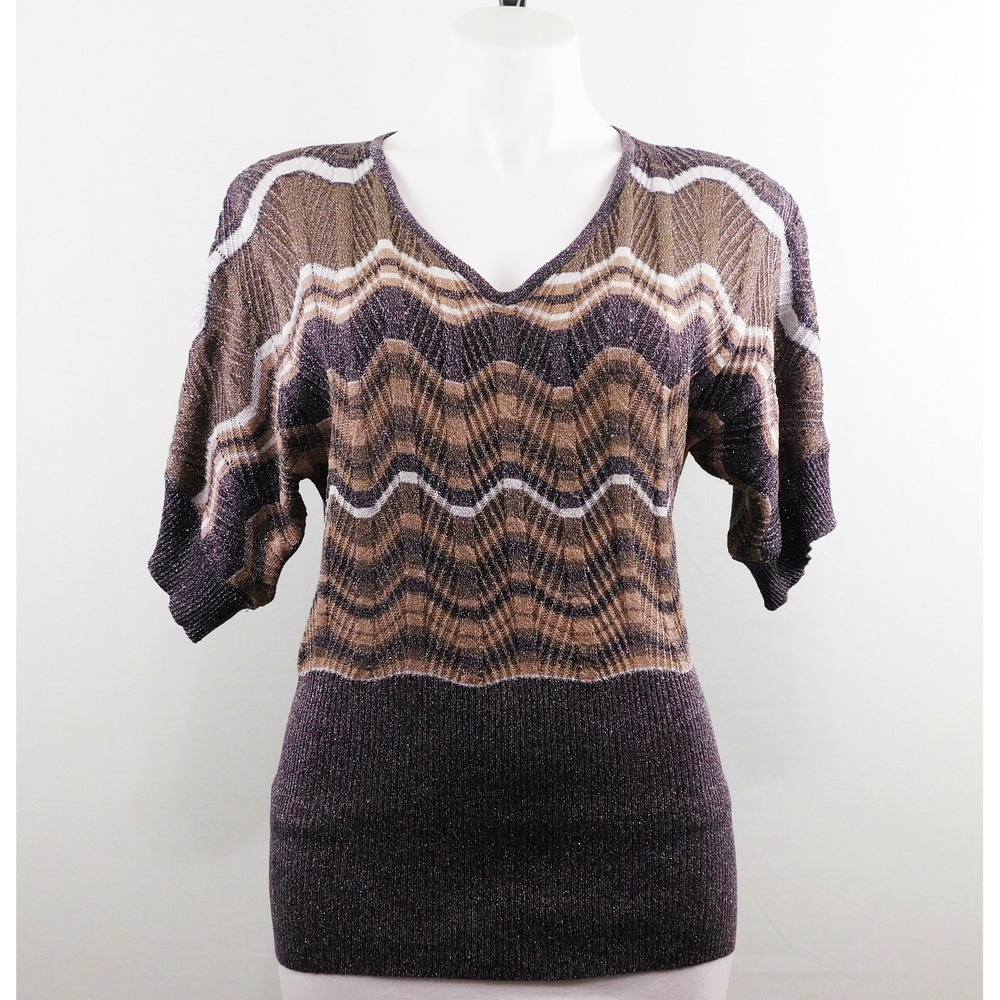 Cable & Gauge Women Shirt, Size M, Multi-color, Viscose/Silk/Poly/Metallic
